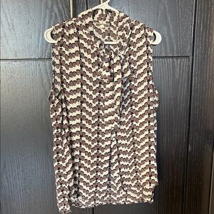 Pleione Sleeveless Patterned Blouse- Size Large